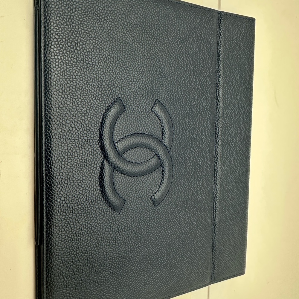 Chanel navy blue Leather Tablet / iPad Case